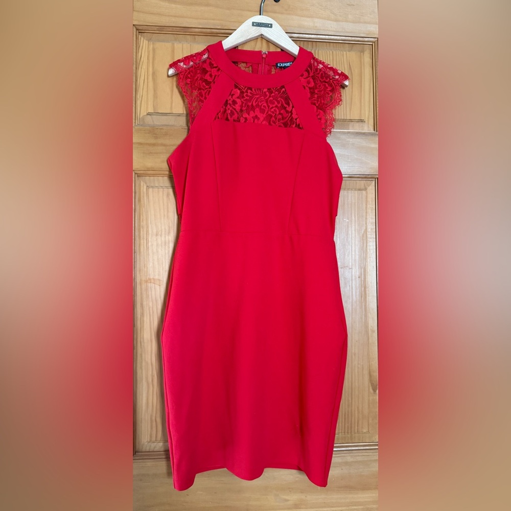 Elegant Red Lace Dress Bodycon
